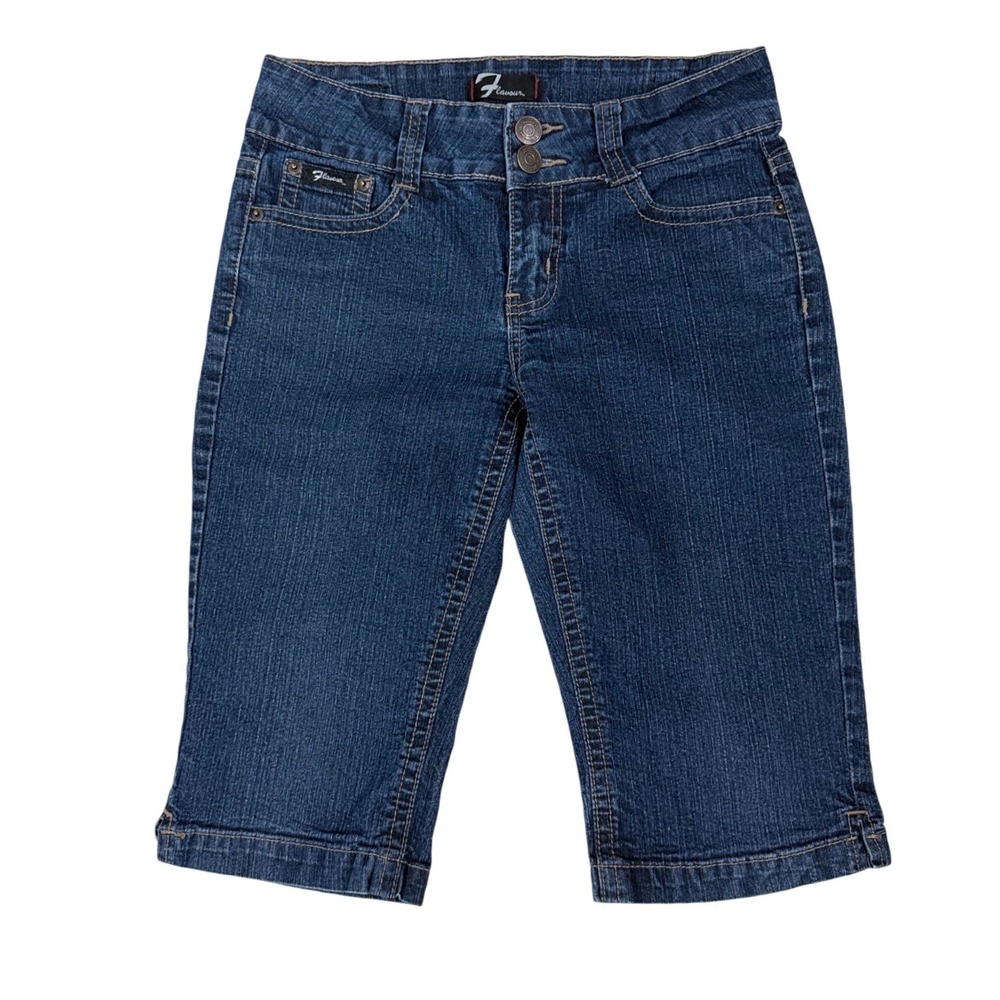 Flavour by Bubblegum Womens Dark Wash Denim Capri Shorts Size 8P Cropped Jeans